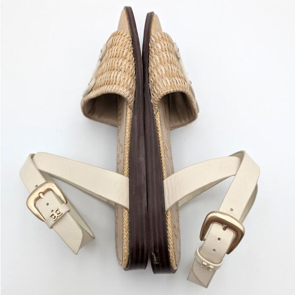 Sam Edelman Ilsie Logo Flat Sandals Women's Ivory/Natural Size US8M EU38.5 - Picture 6 of 10